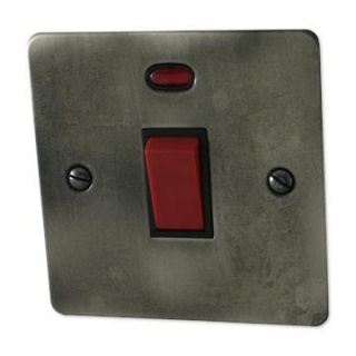 Flat Slate Effect 45A DP Switch with Neon (Black Insert)